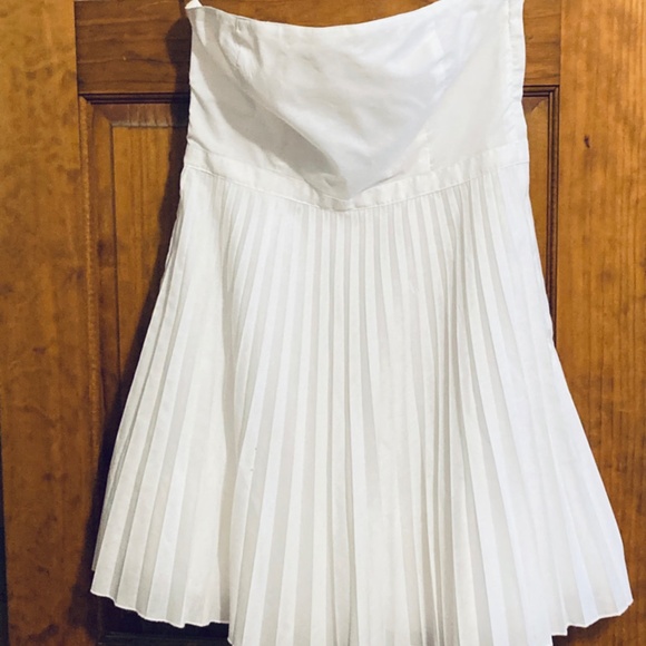 H&M (vintage) White Strapless Pleated Mini Dress sz 10 - Picture 1 of 9